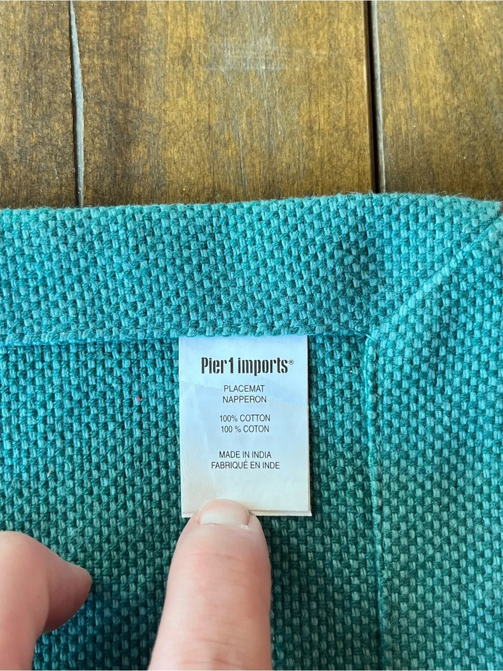 2 Pier 1 Teal Waffle-Weave Cotton Placemats NWT Boho Cottagecore Farmhouse